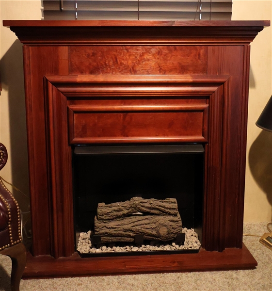 Decorative Faux Fireplace with Mantle Surround - Sterno Gas Behind Faux Logs Surround Measures 42" Tall 42" by 10" 