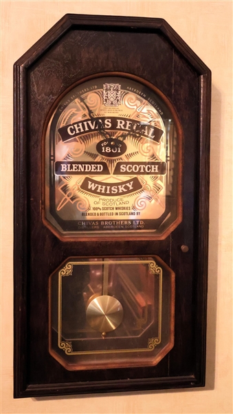 Chivas Regal Scotch Whiskey Clock - Wood Coffin Shaped  Case - Measures 24" by 13" 