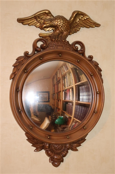 Federal Style Round Mirror with Eagle Crest - Made of Plastic - Measures 27" by 17" 