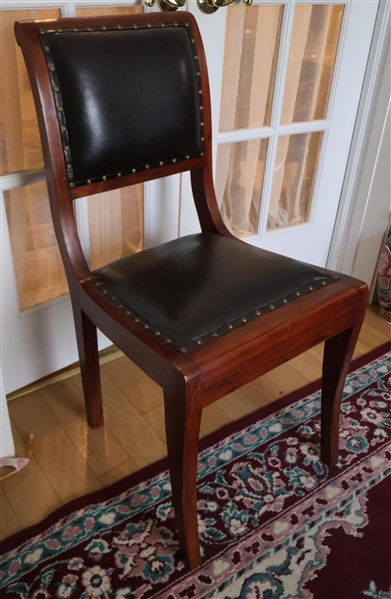 Pegged Mahogany Side Chair with Leather Seat and Back - Nail Head Trim 