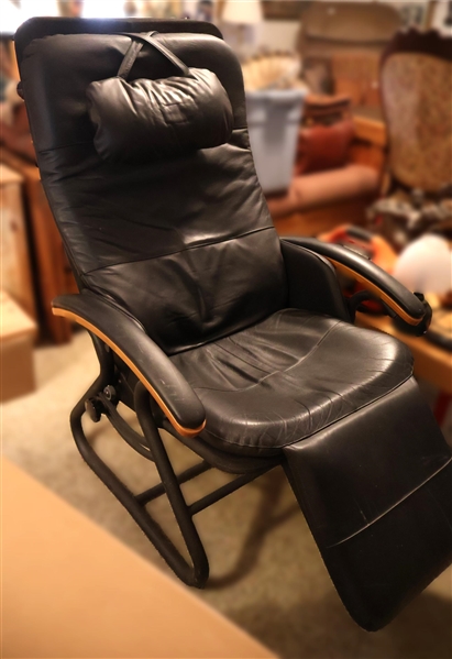 Black Leather "Back Saver" Zero Gravity Reclining Chair 