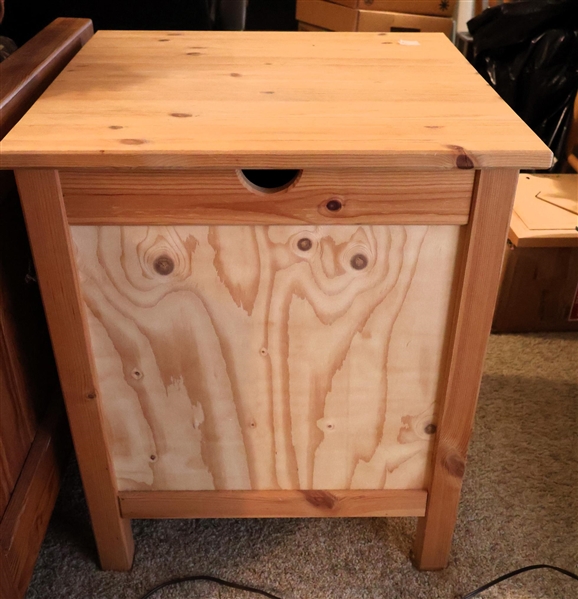 Unfinished Natural Wood Storage Cube  / End Table - Hinged Lift Top - Measures 24" Tall 20" by 20"
