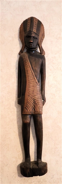 Wood Carved African Tribal Statue - Measures 24" Tall 
