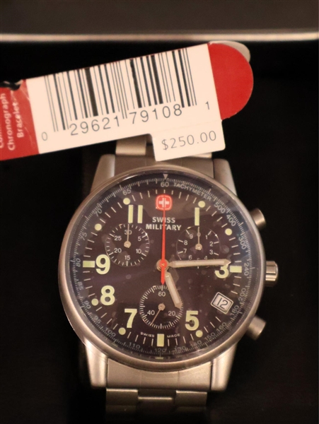 Brand New Wenger Swiss Military Chronograph Collection - Wrist Watch in Original Metal Box -Original Hang Tag with Retail Price of $250