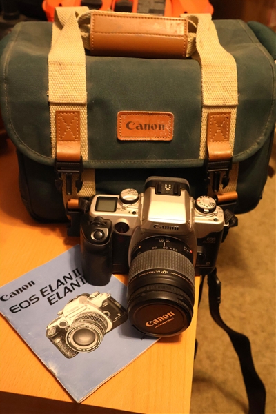 Canon EOS ELAN I IE -Film Camera with Lens, Strap, Instructions, and Canon Soft Case 