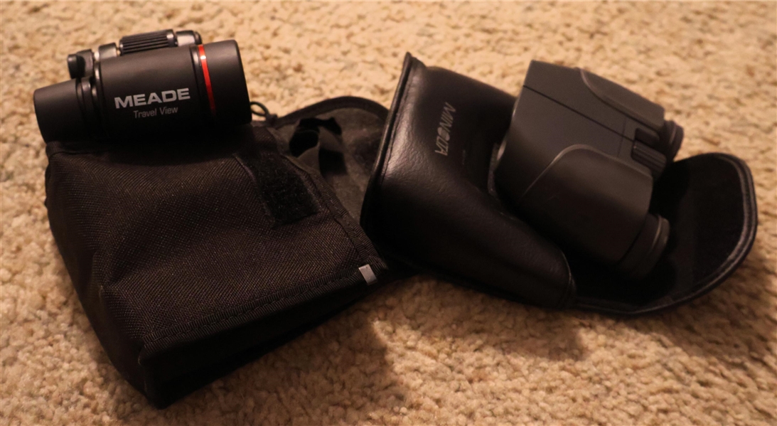 Minolta Compact EZ 8x21 Binoculars in Soft Case and Meade Travel View Binoculars 4 x 30 in Soft Case 