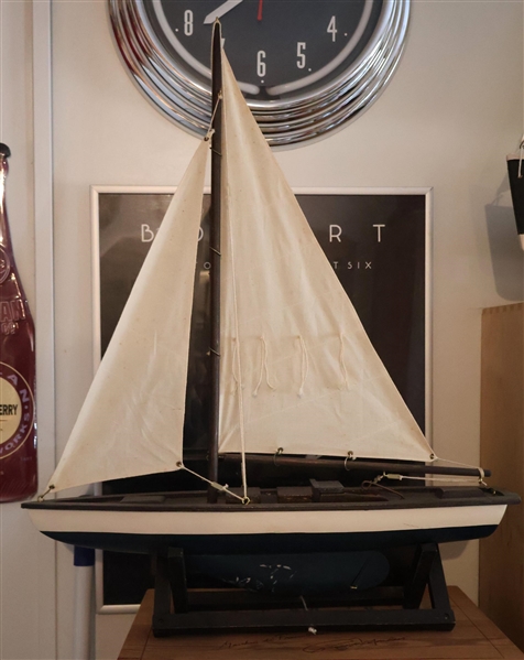 Smaller Wood Sail Boat Model - Measures 20" 