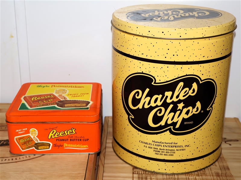 Charles Chips Tin and Reeses Peanut Butter Cups Commemorative Tin 