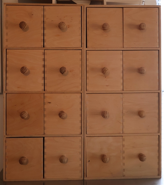 2 Sets of 8 Drawer Spice or Storge Cabinets - 16 Drawers Total - 2 Sections - Each Measures 27" tall 12" by 8" 