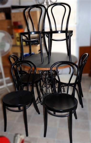 6 Ikea Black Molded Plastic Bent Wood Style Chairs - Chairs Only