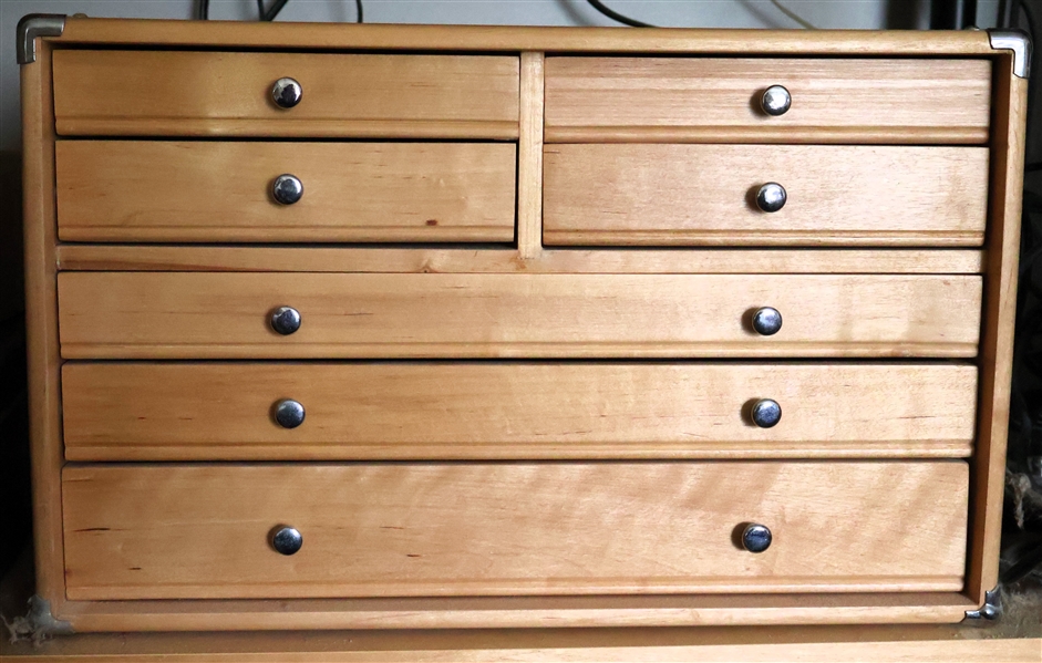 Light Wood Jewelry Chest with 7 Felt Lined Drawers - Sturdy Handles on Each End - Measures 11" tall 18" by 11"