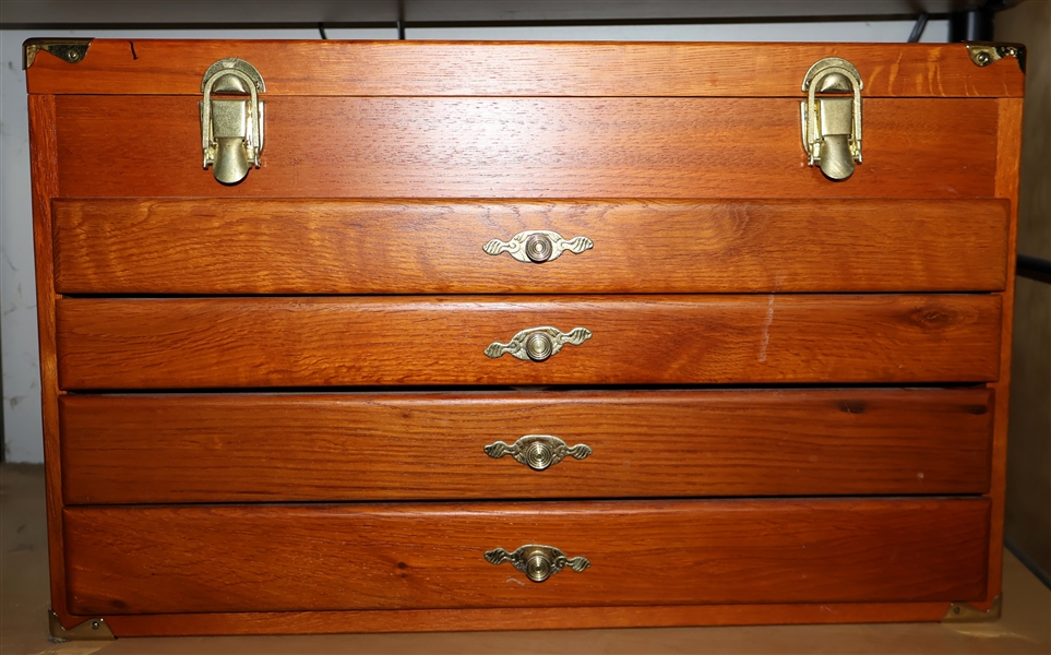 Solid Hardwood Utility Chest by Sisco - Felt Lined Drawers - measures 13" Tall 20 3/4" by 9 1/2" 