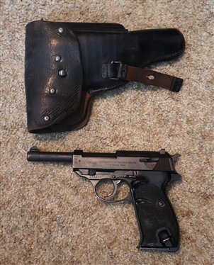Walther P - 38 9mm Pistol in Leather Holster with Extra Magazine