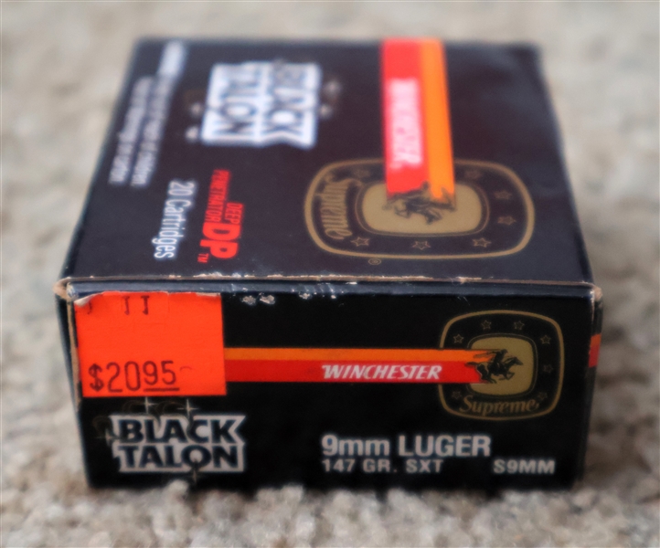 Winchester Black Talon 9mm Luger Cartridges - 147 Grain - Full Box