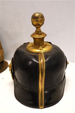 WWI German Prussian Empire Pickel Haube Officers Leather Spike Helmet - With Canvas Cover