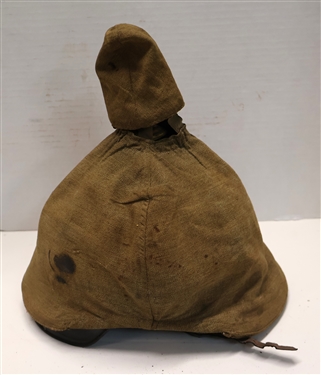 WWI German Prussian Empire Pickel Haube Officers Leather Spike Helmet - With Canvas Cover