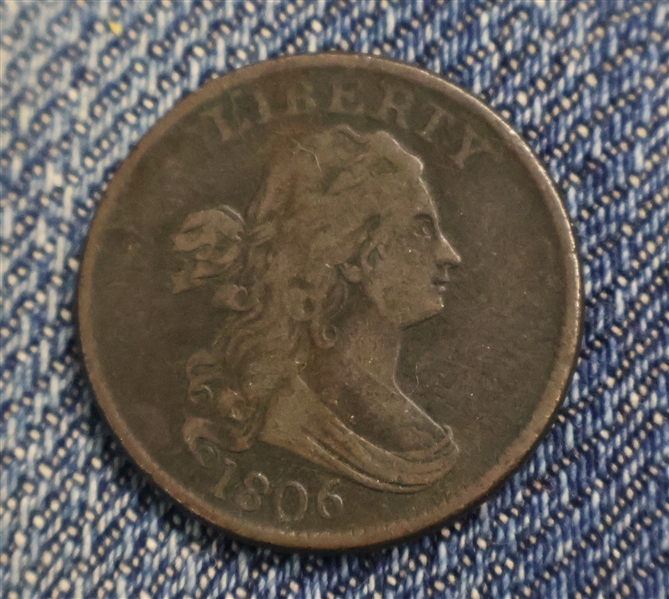 1806 Draped Bust United States Half Cent Coin 