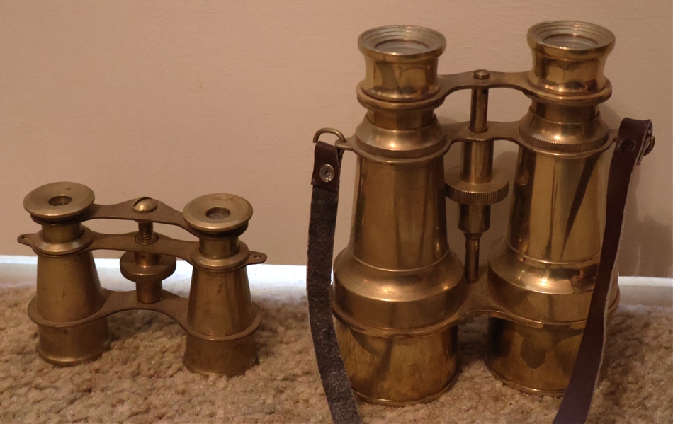 2 Pairs of Brass Binoculars 
