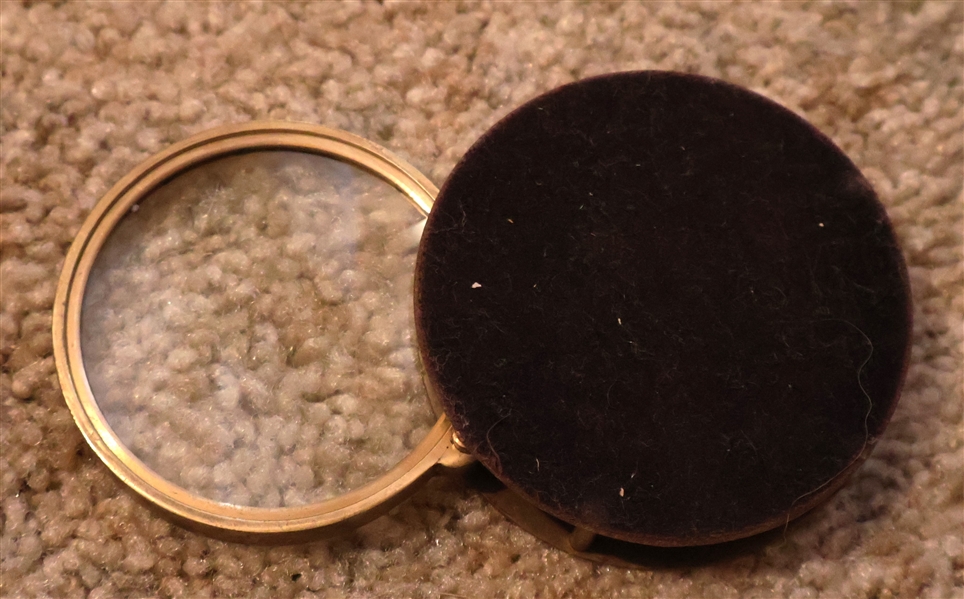Brass Fold Out Pocket Magnifying Glass - Measures 2 5/8" across