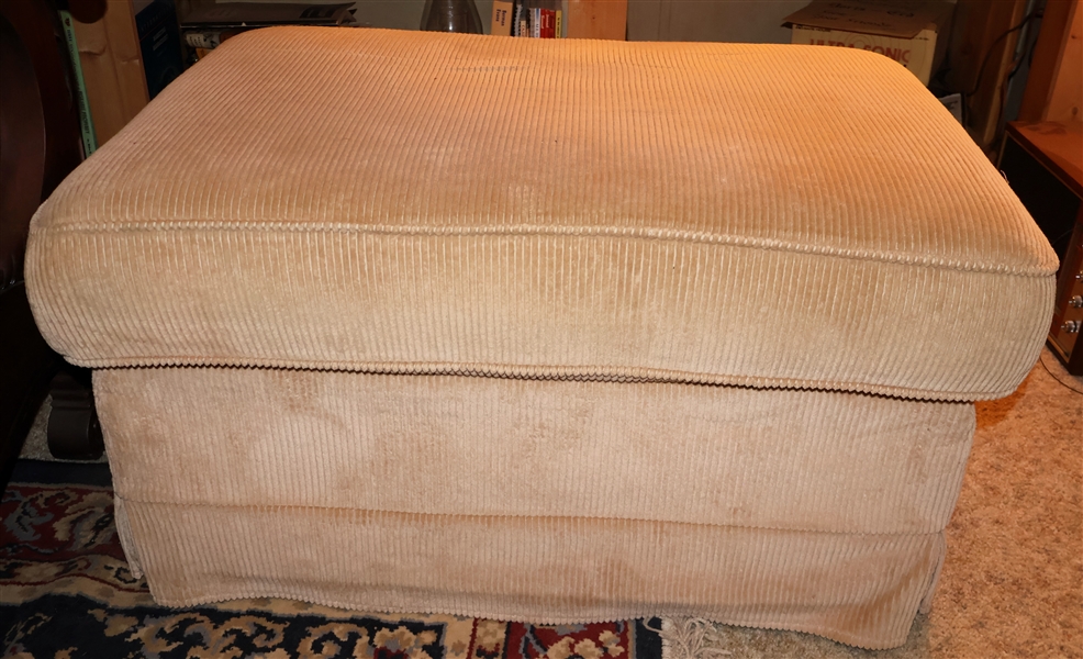 Ikea Upholstered Storage Ottoman - Light Tan Corduroy Material - Measures 16" tall 34" by 24"