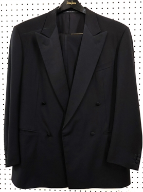 Ermenegildo Zegna - Made in Italy - Black Double Breasted Tuxedo  - Portofino Collection - Jacket Approx. Size 42 - No Size Tags on Pants or Jacket