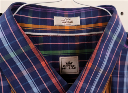 2 - Peter Millar Button Down Shirts - Colorful Blue Check Size Large and Blue and White Check - Summer Comfort Size Large