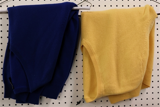 2 - Jos. A. Banks Traveler's Collection Cashmere Sweaters - Blue and Yellow - Both Size Large