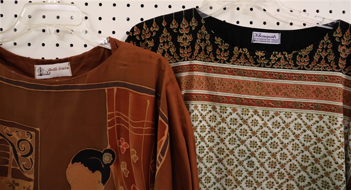2 - Asian Printed / Batik Tunics - Black Cap Sleeve Made in Thailand and Brown Batik with Longer Sleeves