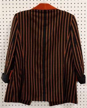 Arlette Neyma - Made in Italy - Black and Orange Striped Jacket with Vera Cristina Size Medium Silk Shell 