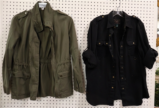 Black Ralph Lauren Safari Shirt - Size Large and Army Green Military Style Jacket - Size Medium 