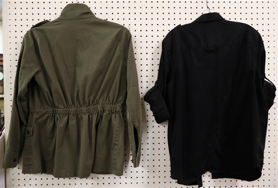 Black Ralph Lauren Safari Shirt - Size Large and Army Green Military Style Jacket - Size Medium 