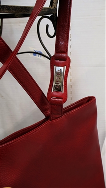 2 -La Tour Eiffel Handbags / Purses - Red Leather and Brown and Tan Signature Print -  Minimal Signs of Use
