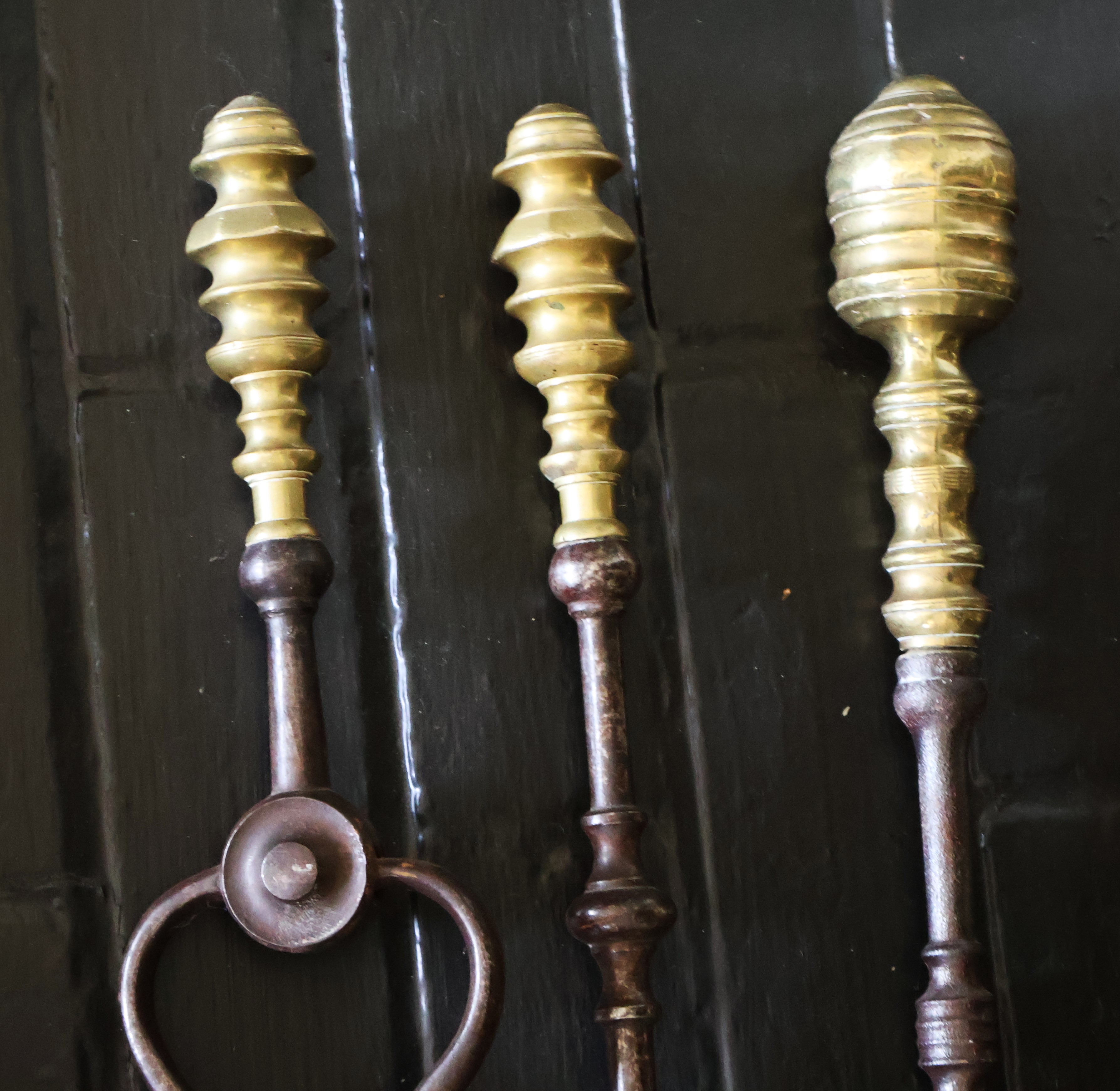 Lot Detail - Eighteenth Century Brass and Iron Fire Place Tools - Poker ...