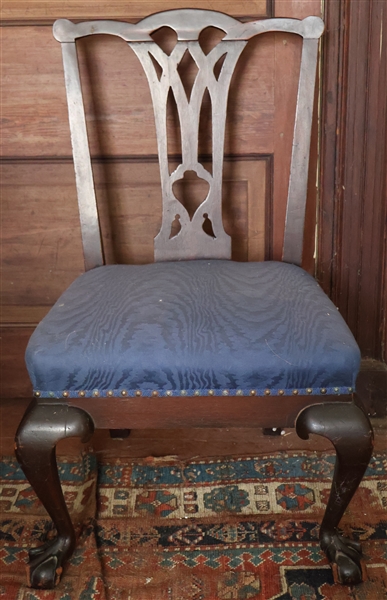 Mahogany Chippendale Style Side Chair with Ball and Claw Feet Cabriole Legs- Nail Head Trim Around Seat - Some Scuffs to Feet - Chair Measures 37" Tall 22" by 18"