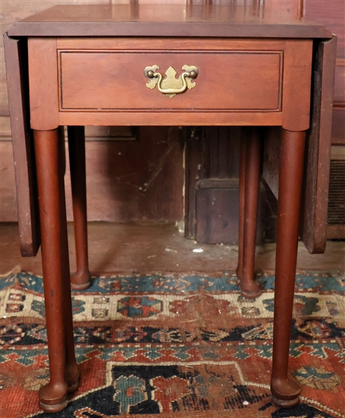 Queen Anne Style Walnut Diminutive Drop Leaf Table - Queen Anne Padded Feet - Faux Drawer - Measures 20" tall 20" by 15" Each Leaf Measures 11" 