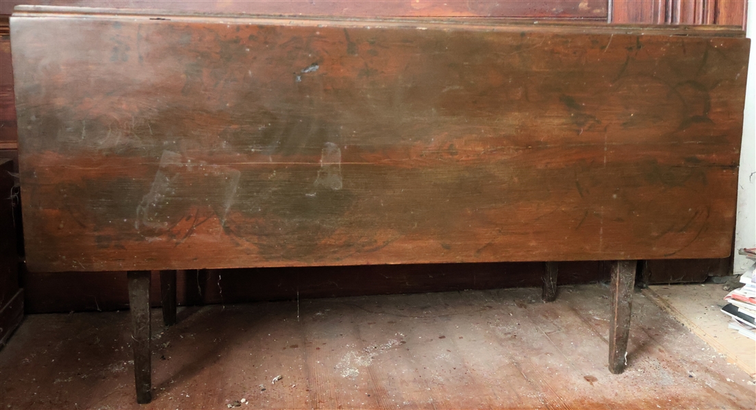 Walnut Tapered Leg Drop Leaf Table - Missing 1 Leg - Measures 27" Tall 47 1/2" by 15" - Each Leaf Measures 16"