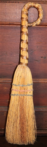 Handmade Straw Whisk Broom - Measures 22 1/2" 