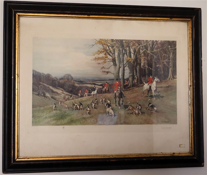 "A Hunting Morn" Fox Hunt Print by R. H. Buxton -Copyright 1931 -  Framed - Frame Measures 26 1/4" by 32 1/2" 