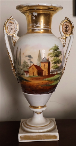 Porcelain Mantle Vase with Landscape Scenes - Measures 11" Tall 