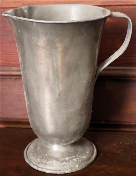 Genuine Pewter Footed Tankard / Pitcher - Measures 9 1/2" Tall 8" Spout to Handle 