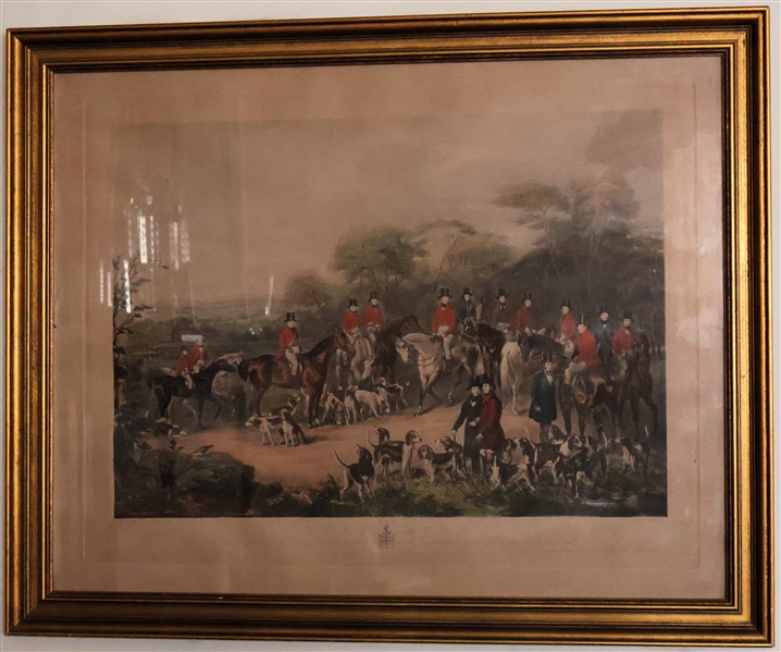 "The Bury Hunt" Handcolored Engraving of Painting by CAgar - Framed - Frame Measures 28 3/4"  by 35 3/4"