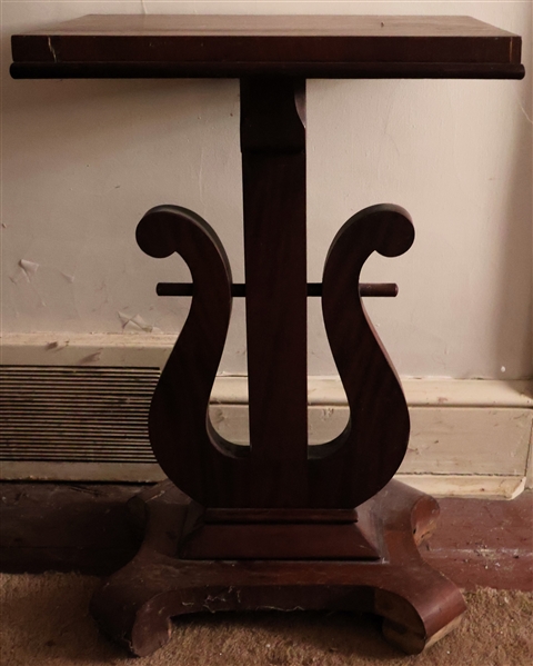 Mahogany Harp Occasional Table - Measures 24" Tall 16" by 12" 