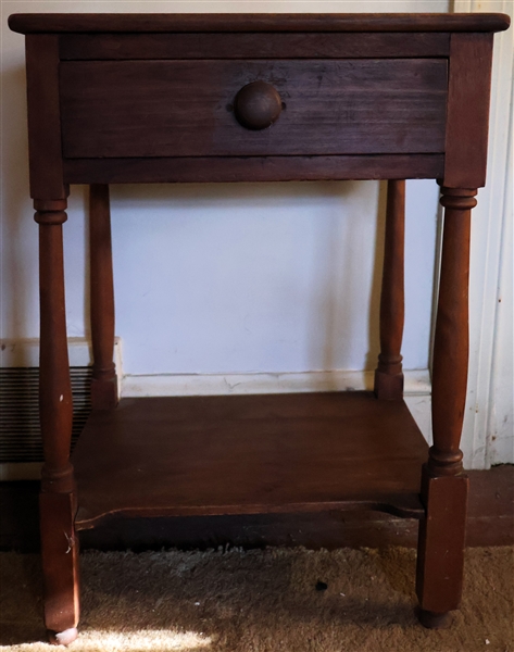 Pegged Night Stand with Single Dovetailed Drawer  - Measures 24" Tall 17 1/2" by 14 1/2"