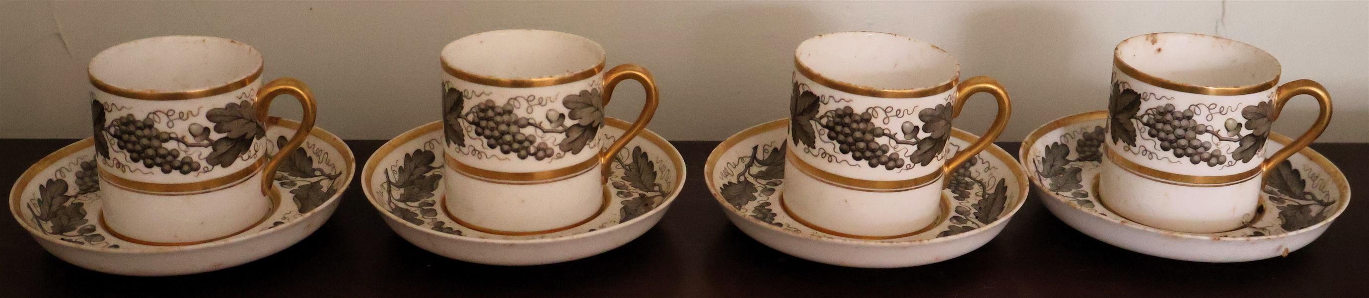 4 Spode "Kent" Cup and Saucer Sets - "Reproduction of a Spode Pattern Period A.D. 1808" 