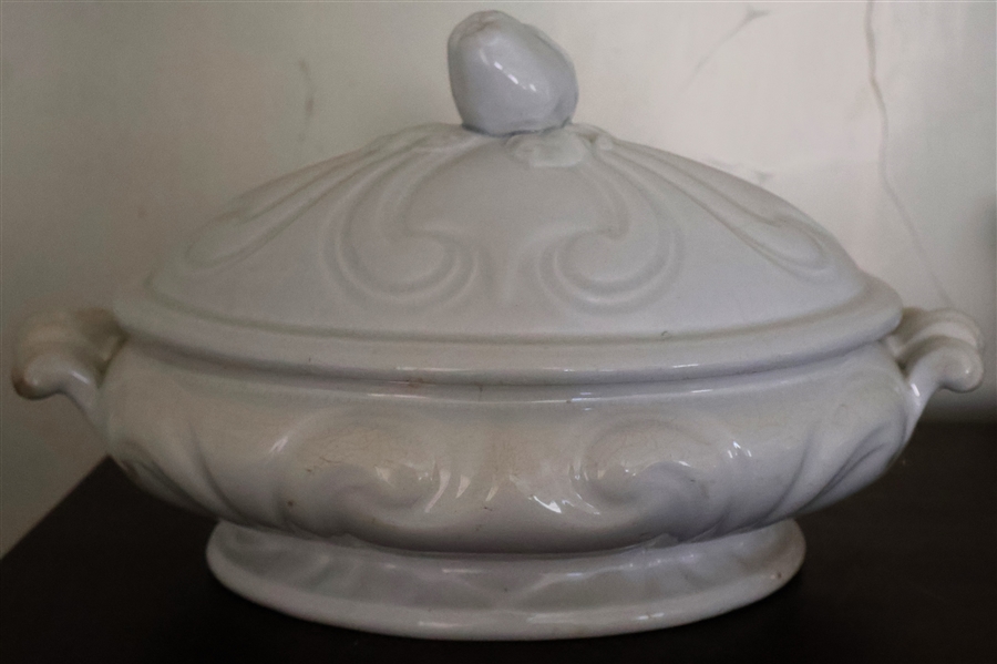 Liddle Elliot & Son - Berlin Ironstone Tureen with Lid -Lid Had Hairline Crack - Measures 7" Tall 12" by 8" 