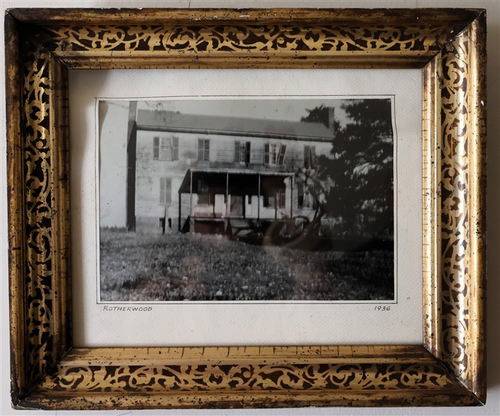 Photograph of "Rotherwood" 1936 in Fine Frame - 5" by 7" Photograph - Framed and Matted -Home in Photograph was Original Source of Wood and Wainscoting Used to Construct This Home -  Frame Measures...