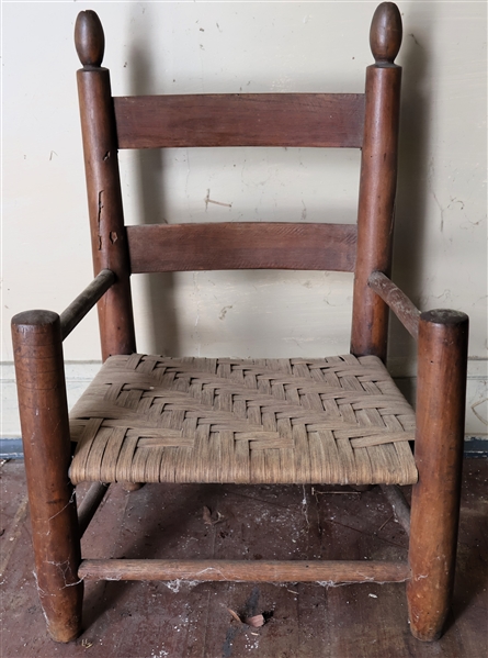 Childs "Johnson" Ladder Back Arm Chair - Measures 21" Tall 7 1/2" To Seat