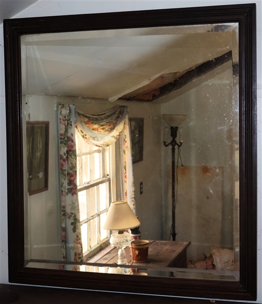 Wood Framed Beveled Mirror - Frame Measures 35" by 33" 