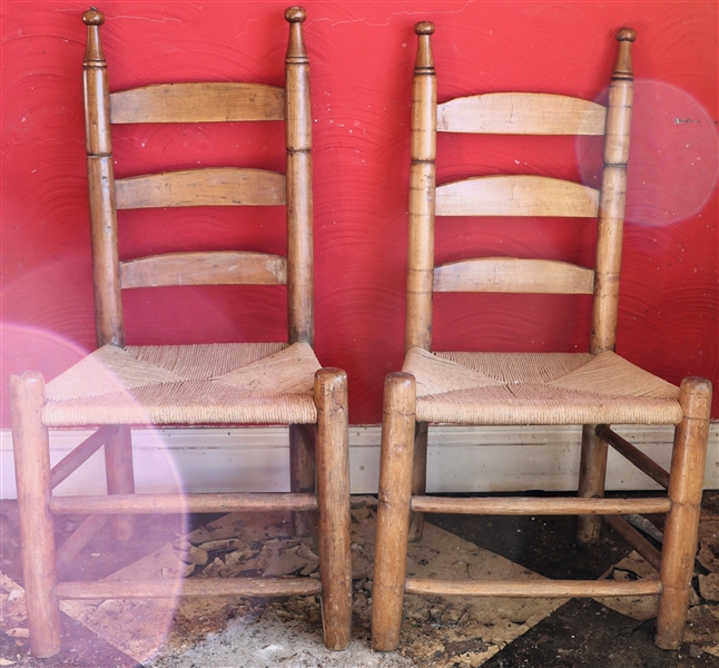 Pair of Johnson Chairs - Rush Bottom Seats - Each Measures 36" tall 16" to seat