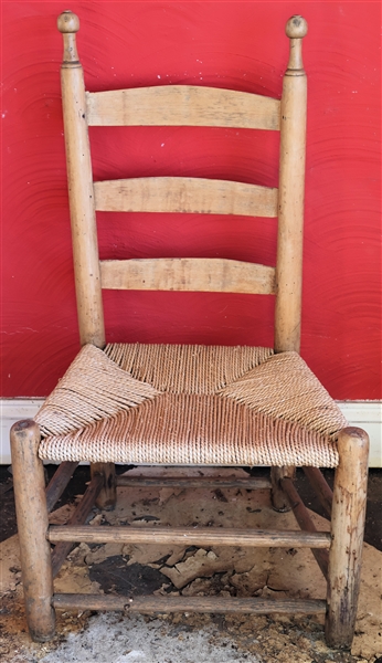 Country Primitive Ladderback Chair - Handmade in North Carolina - Measures 33 1/2" Tall 13 1/2" to Seat